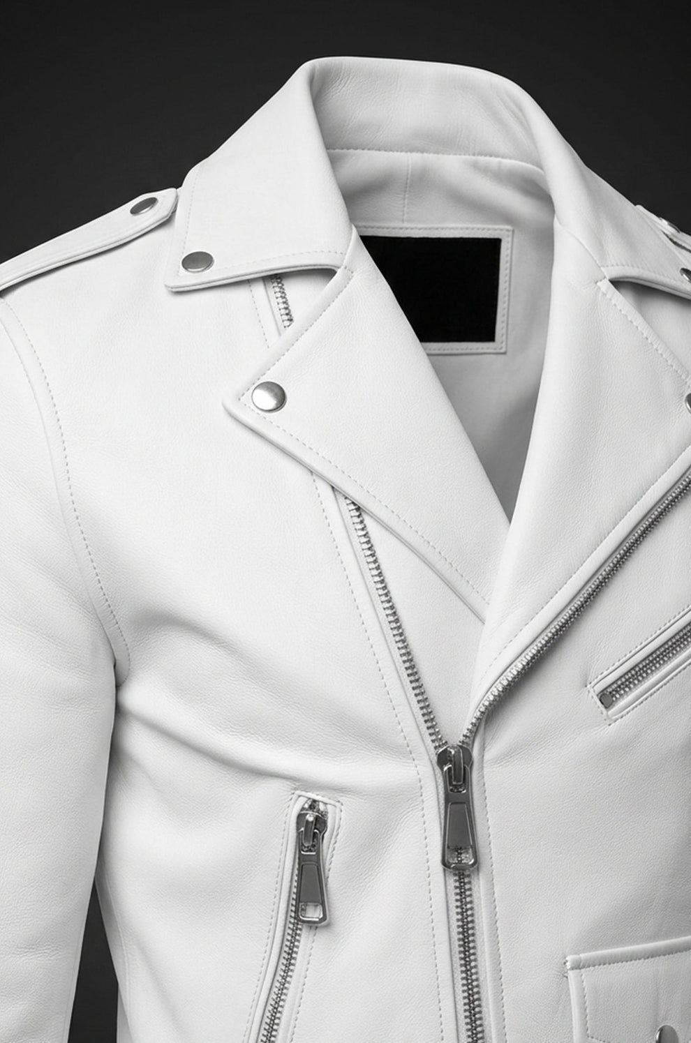 New Mens Real Classic Leather Cross Zipper Jacket