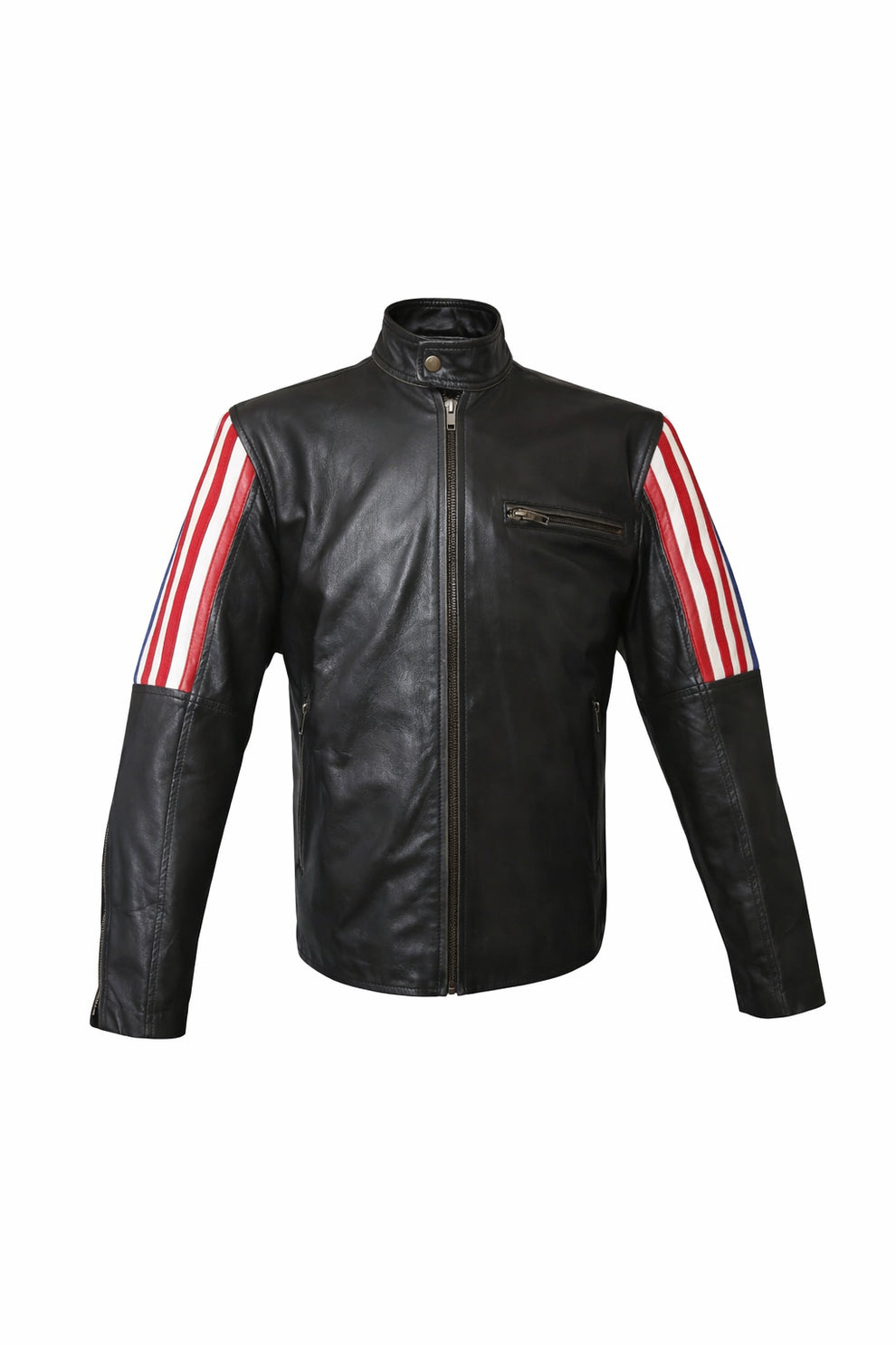 New Style 2019 Racer US Flag Men's Leather Jacket