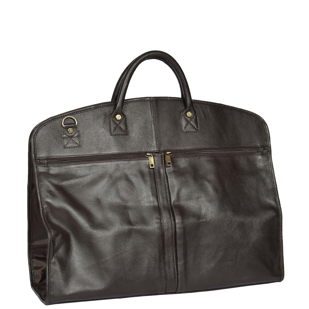 Real Leather Suit  Dress Carrier HOL933 Brown