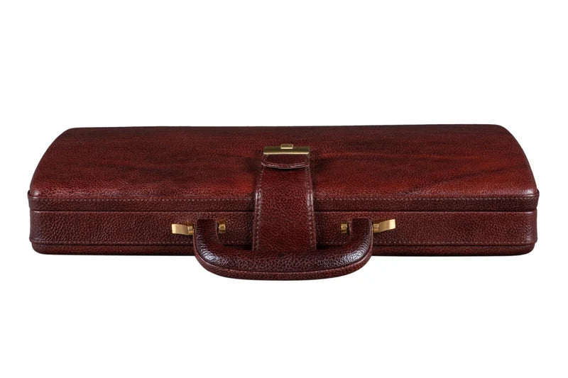 Executive Men's Leather Attache Briefcase BrownCherry Red