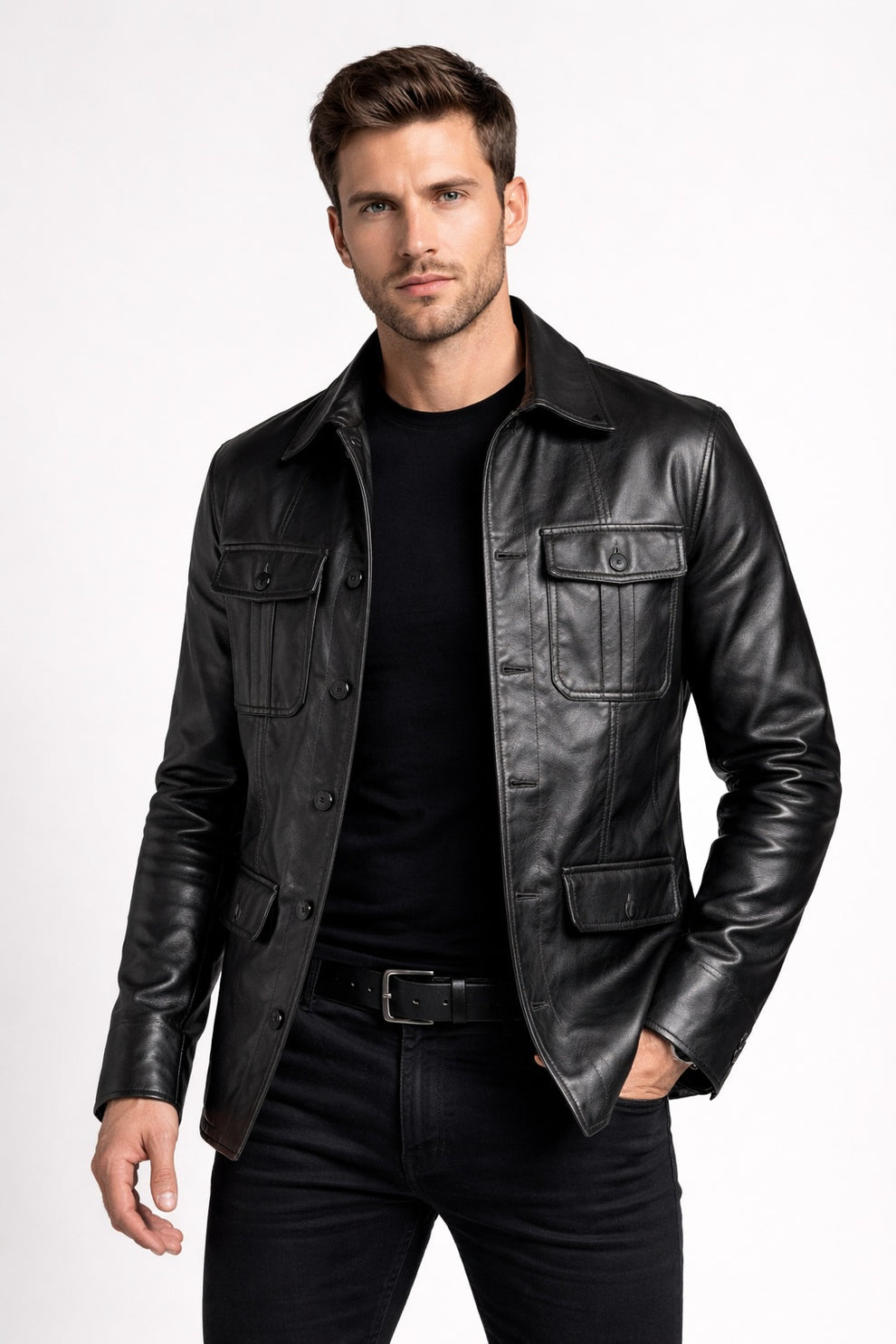 Men's Blazer Wear Coat Classic Formal Easy Rider Genuine Leather Jacket