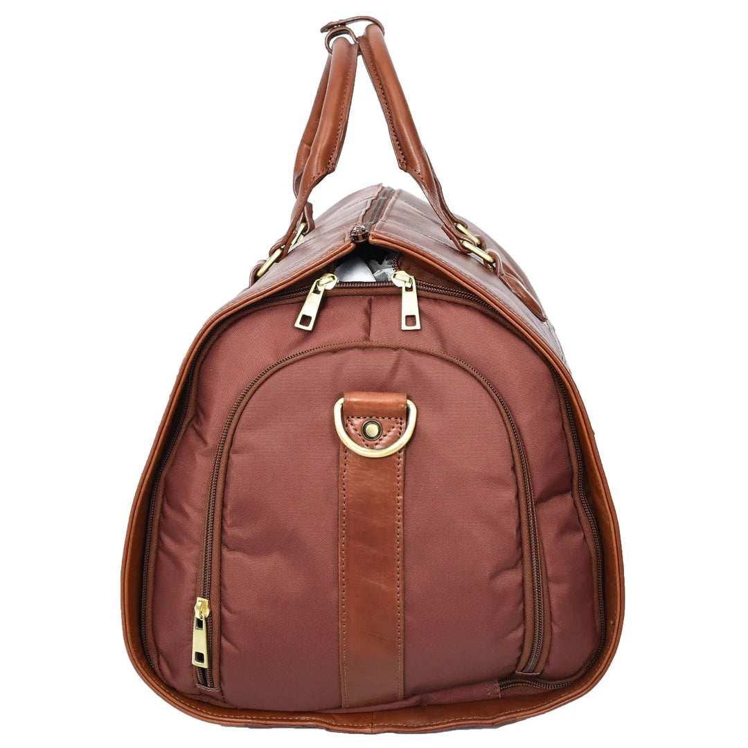 Real Leather Garment Suit Carrier 2-in-1 Holdall Duffel Travel Bag Ludlow Tan