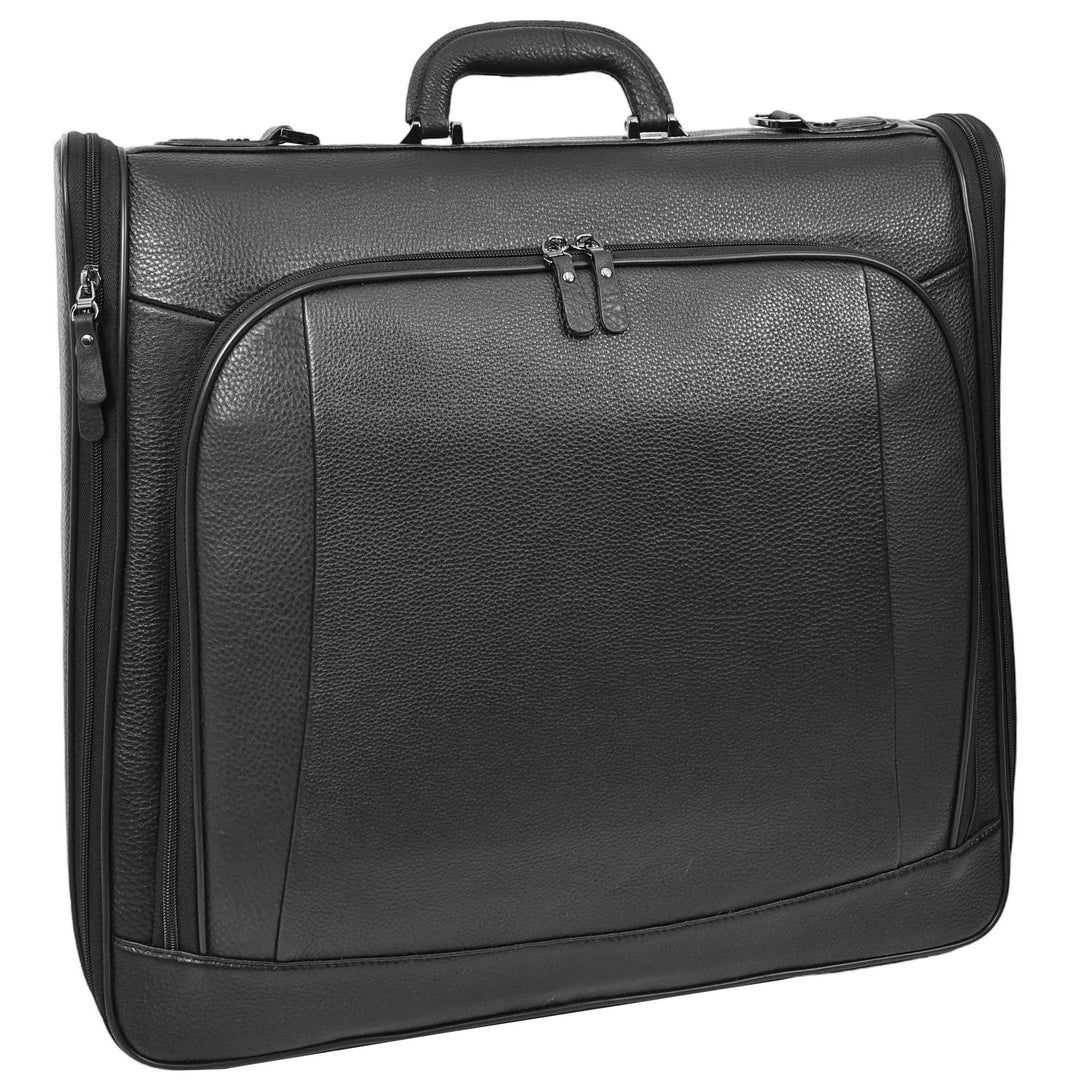 Real Leather Large Size Travel Garment Suit Carrier Bag Narok Black