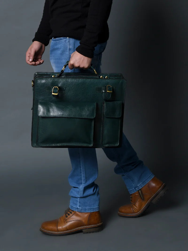 Tuscany Italian Leather Briefcase, Black