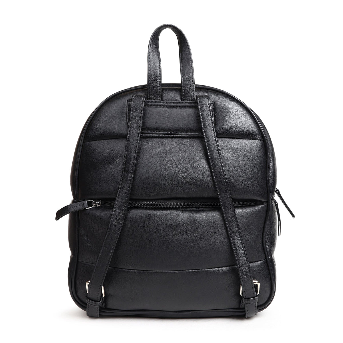 Black Leather Backpack Back View