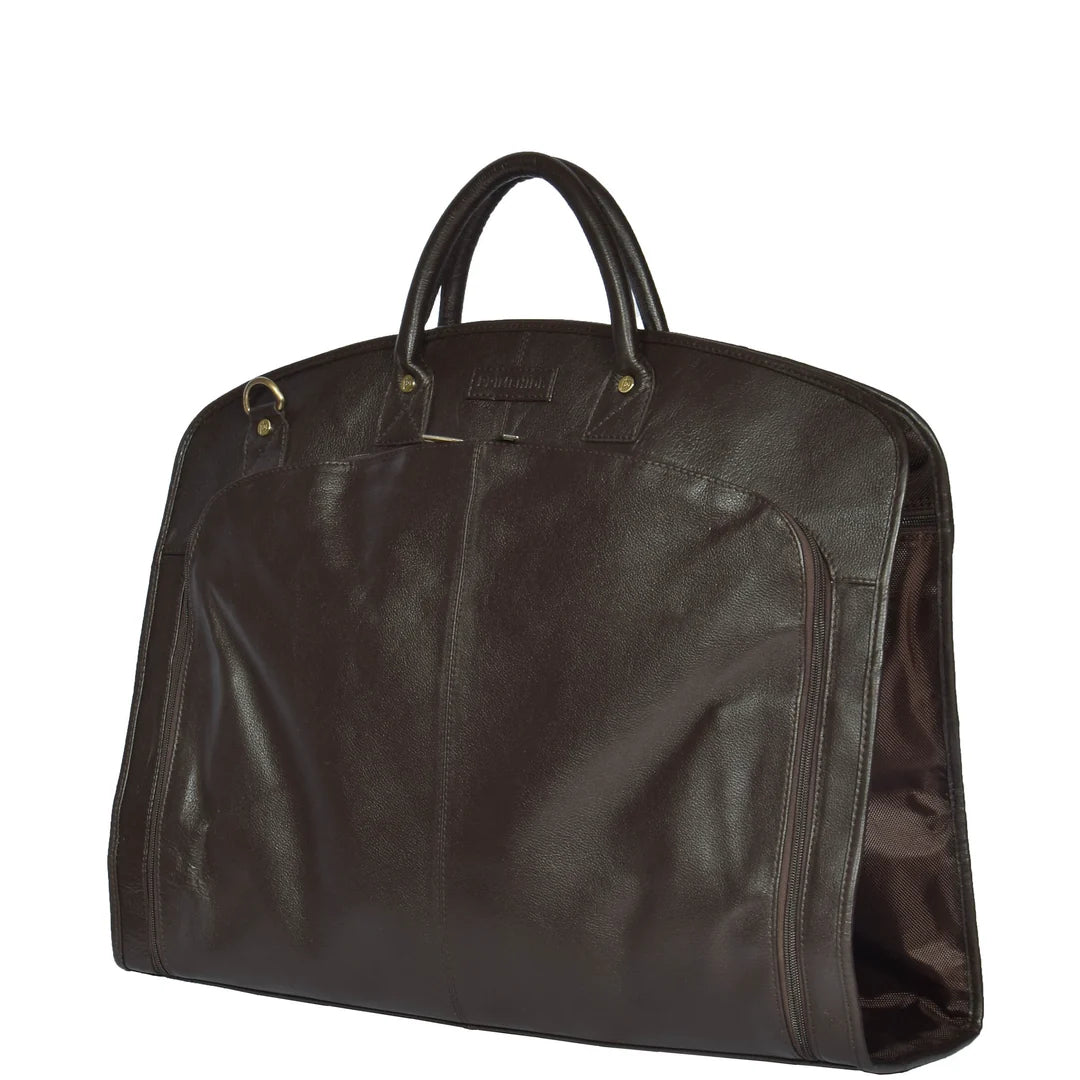 Real Leather Suit  Dress Carrier HOL933 Brown