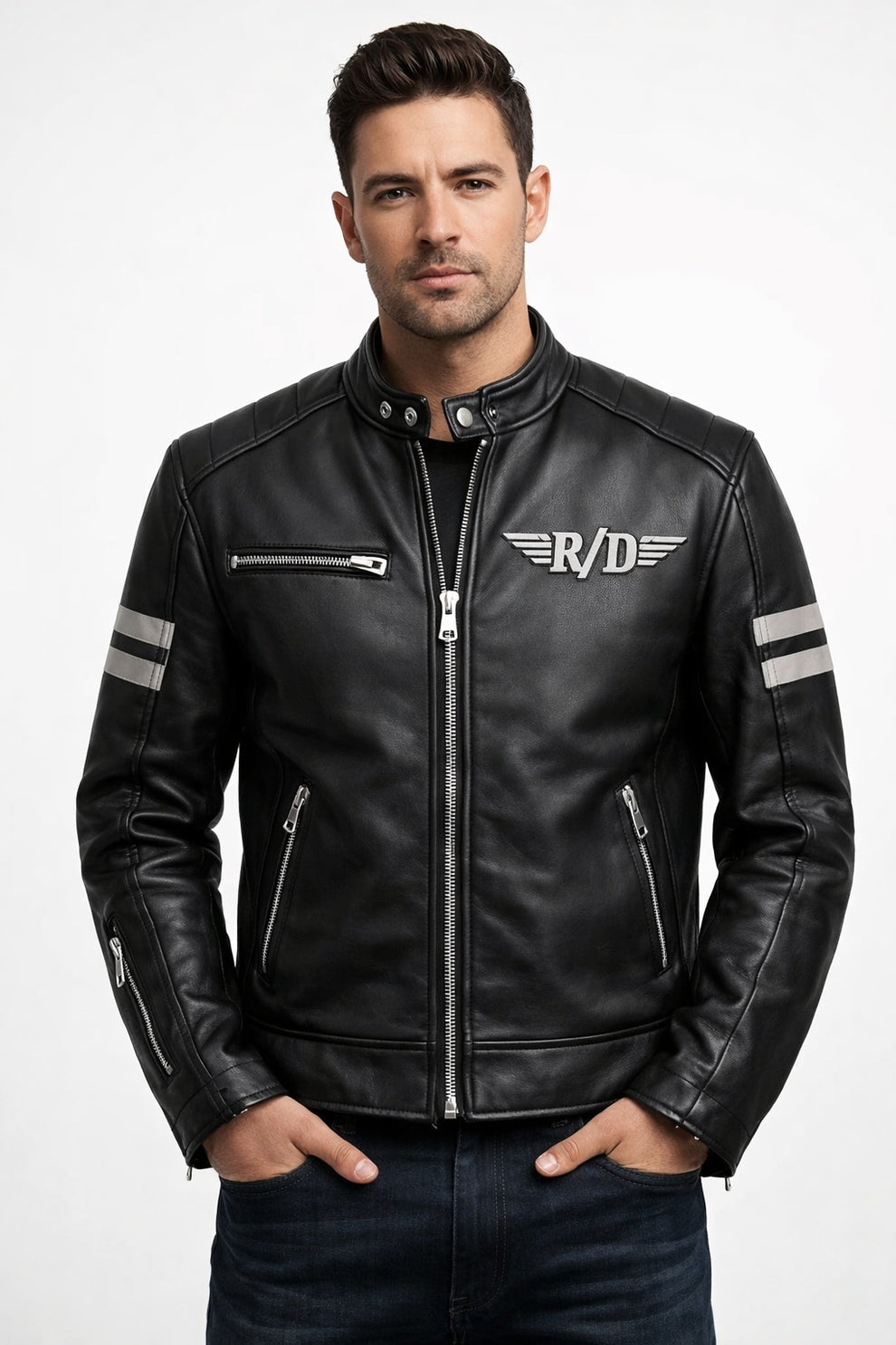 Men's Print Jackets\MP011 Ride or Die Union Jack Skull Leather Jacket - British Biker Edition