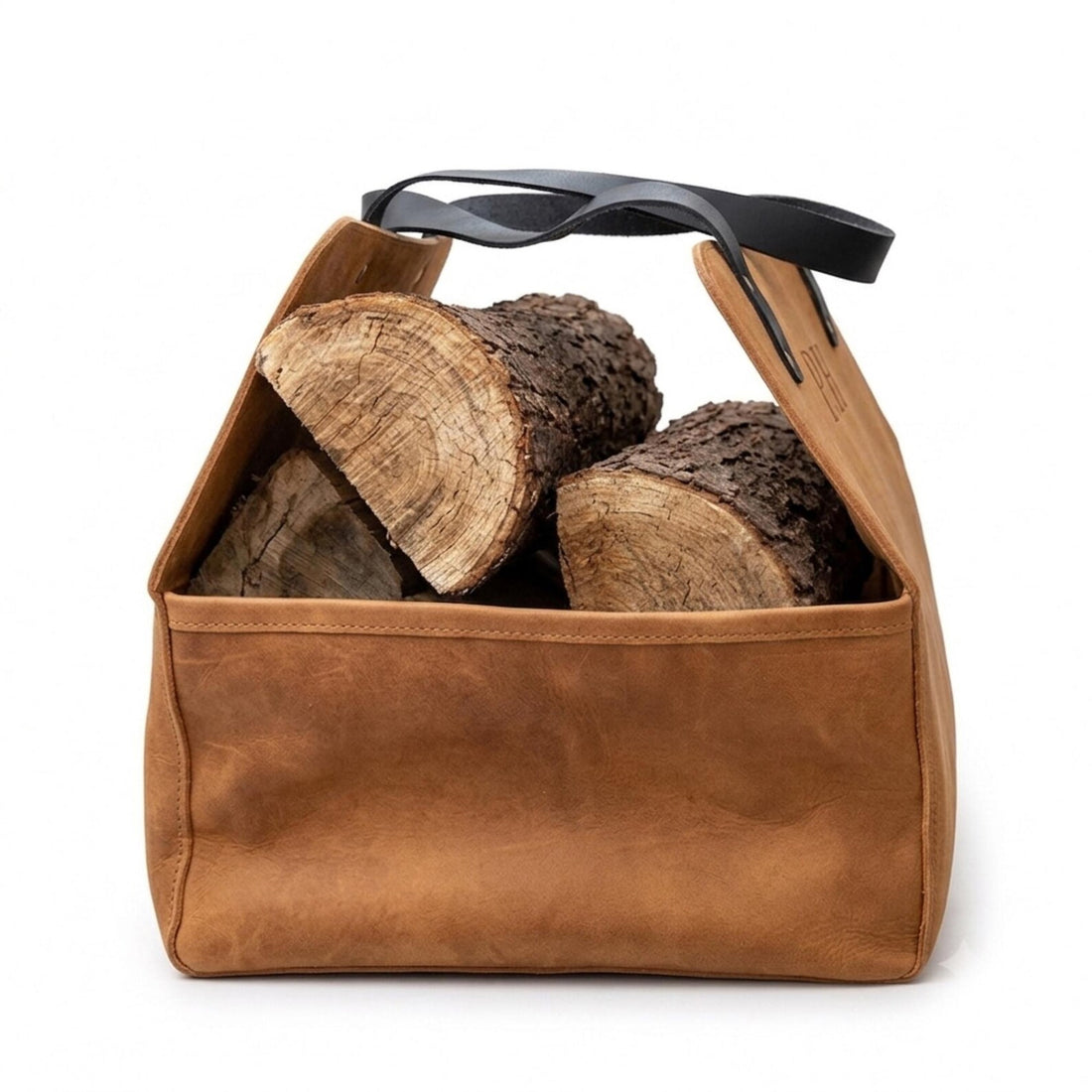 Personalized Leather Log Carrier, Firewood Tote, Engraved Log Holder, Fireplace Wood Carrier, Leather Firewood Bag, Hearth Gift, Christmas
