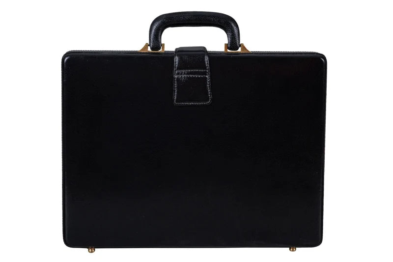 Leather Executive Men's Leather Attache Briefcase  Black